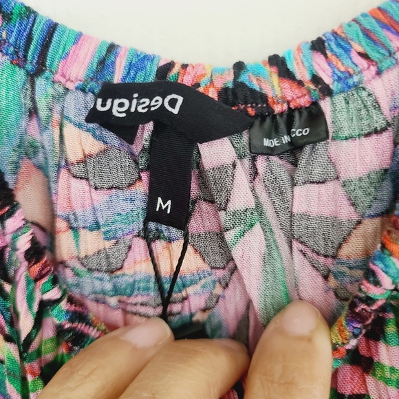 NWT Desigual Multicolor Abstract Boatneck Geomatric Bodysuit Size M - Picture 4 of 5